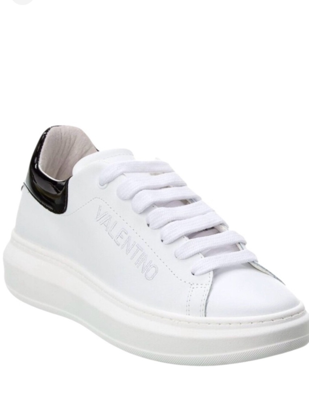 Valentino White Leather Low-Top Sneakers with Black Patent Heel
Women’s 6.5